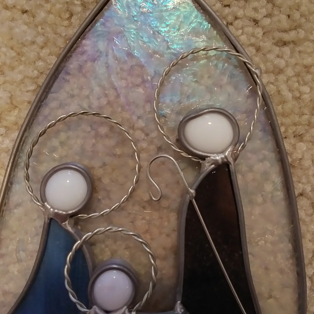 Stain glass Angel & Manger Scene